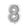 Folieballon cijfer '8' zilver (100cm)