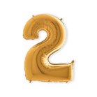 Folieballon cijfer &#039;2&#039; goud (100cm)