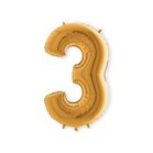 Folieballon cijfer &#039;3&#039; goud (100cm)