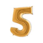 Folieballon cijfer &#039;5&#039; goud (100cm)