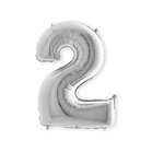 Folieballon cijfer '2' zilver (100cm)