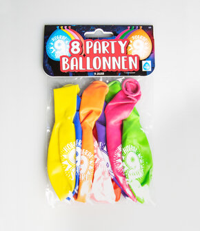 Party Ballonnen - 9 jaar verpakt per 8 stuks
