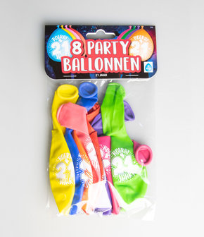 Party Ballonnen - 21 jaar verpakt per 8 stuks