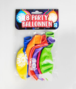 Party Ballonnen - 30 jaar verpakt per 8 stuks