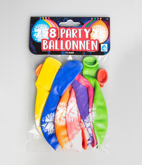 Party Ballonnen  75 jaar  verpakt per 8 stuks