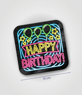 Neon onderzetters - Happy birthday