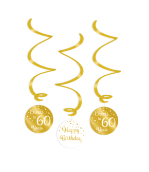 Swirl decorations gold/white - 60