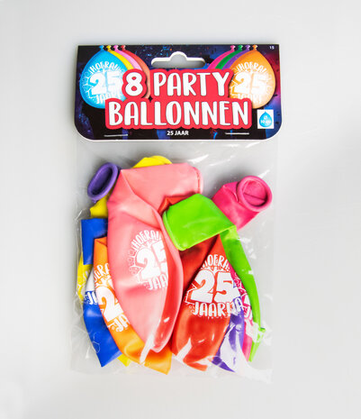 Party Ballonnen - 25 jaar verpakt per 8 stuks