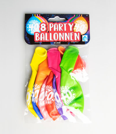 Party Ballonnen - 40 jaar verpakt per 8 stuks