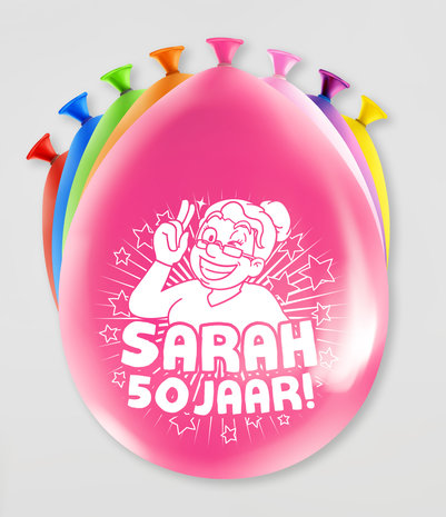 Party Ballonnen - Sarah 50 jaar  verpakt per 8 stuks