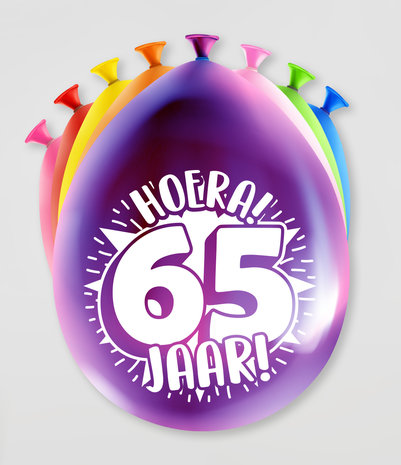 Party Ballonnen  65 jaar  verpakt per 8 stuks