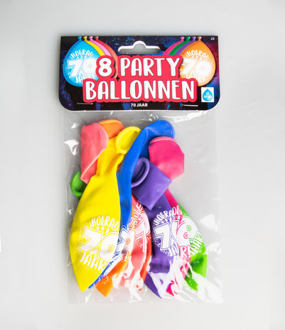 Party Ballonnen  70 jaar  verpakt per 8 stuks