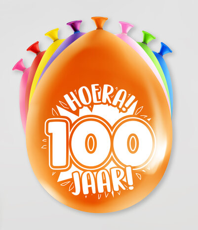 Party Ballonnen 100 jaar  verpakt per 8 stuks