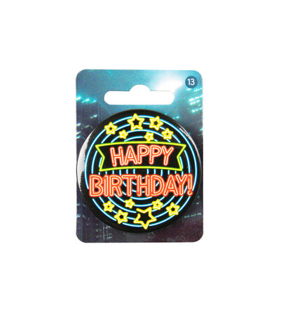 Neon button - Happy birthday